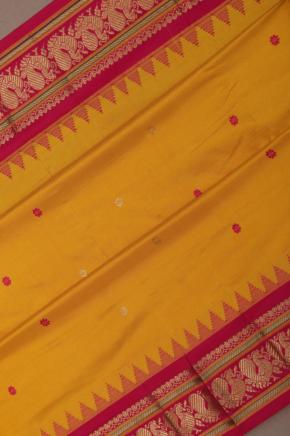 Image of Narayanpet Silk Mustard Saree